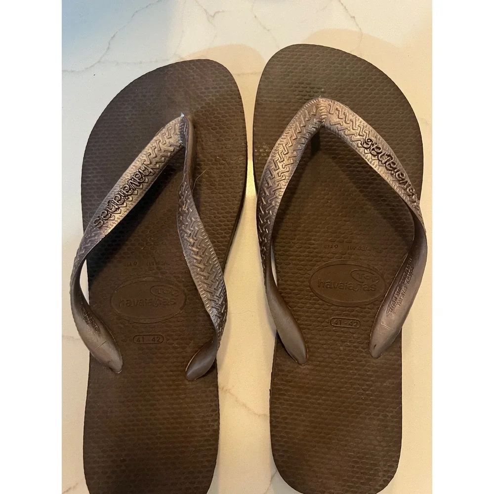 Havaianas Top Flip Flops Mens USA 9 EUR 43/44 Brown Rubber Thong Sandals Brazil